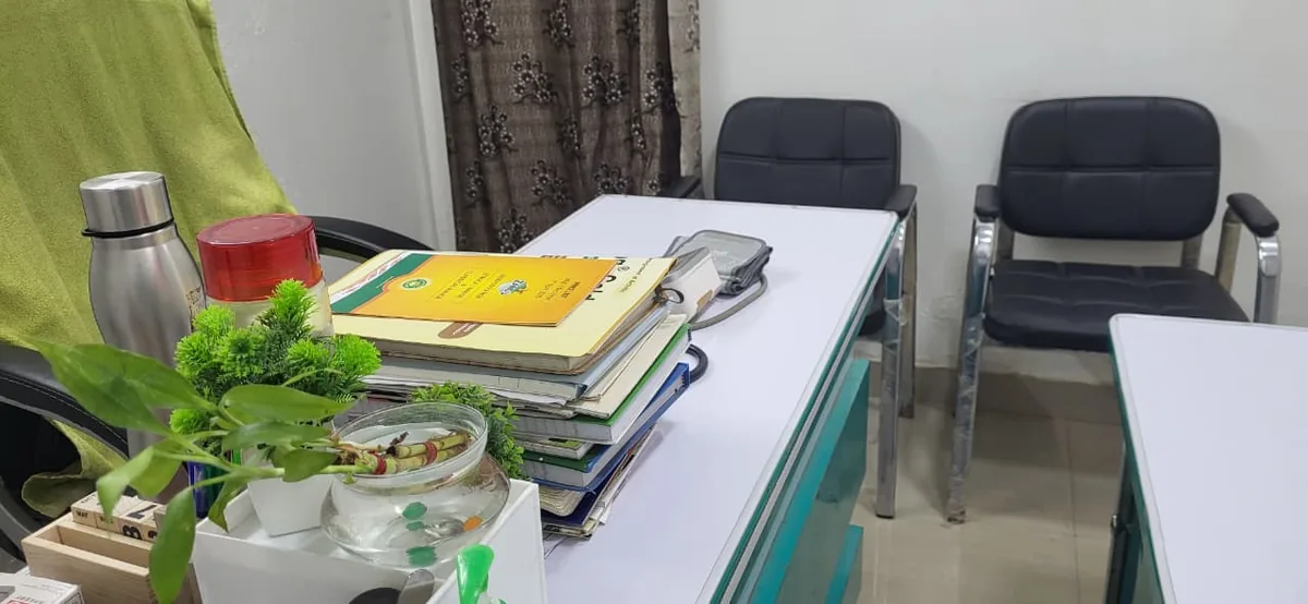 Consultation desk at Dr Meera's Siddha Healthcare Centre, Nagapattinam